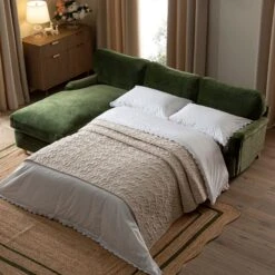 Daphnis Fern Green Velvet Sofa Bed, Grande Chaise Left Hand Facing -Daals Store GCSF 2603 FERN VEL LEFT scene2