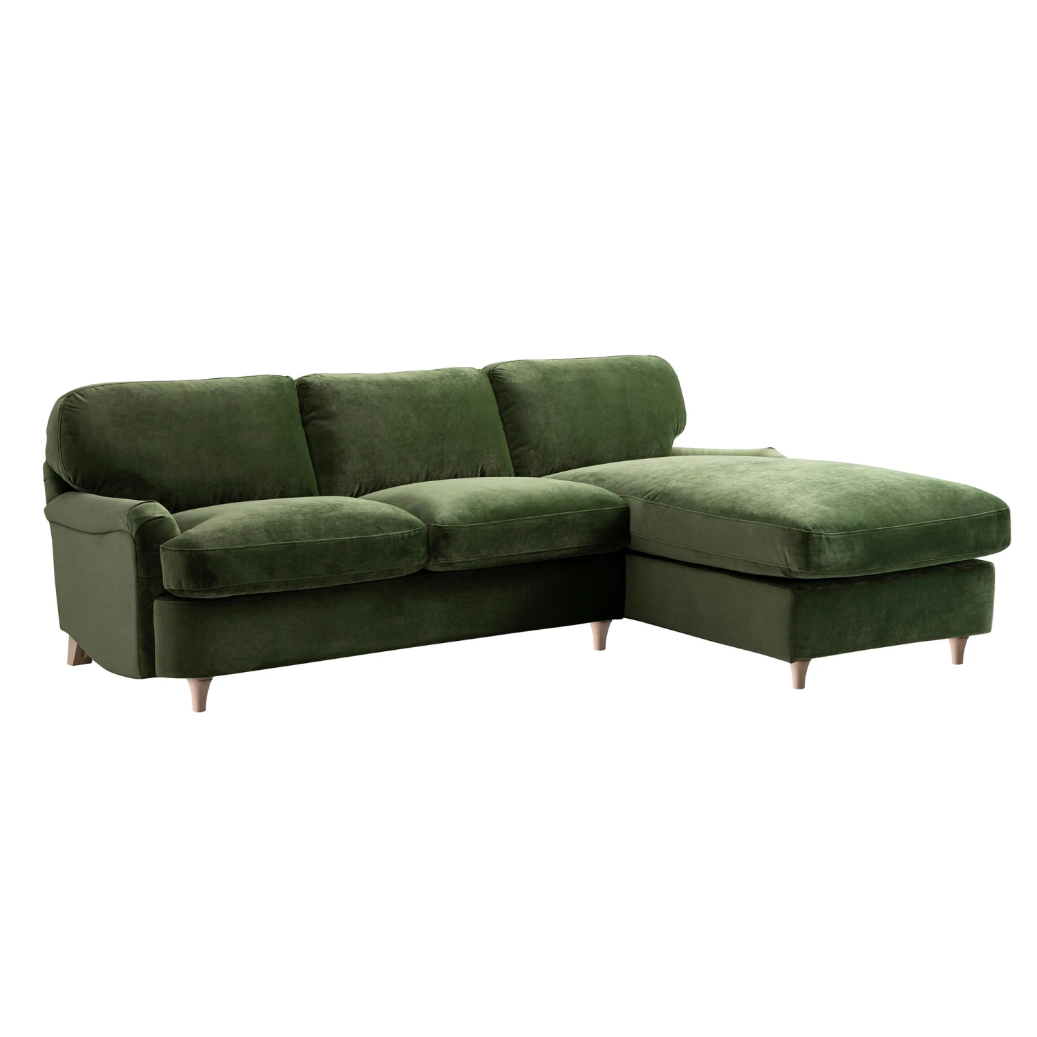 Daphnis Fern Green Velvet Sofa Bed, Grande Chaise Right Hand Facing 4 Daphnis Fern Green Velvet Sofa Bed, Grande Chaise Right Hand Facing - Image 4