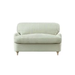 Daphnis Green Striped Linen Blend Fabric Sofa Bed, Loveseat