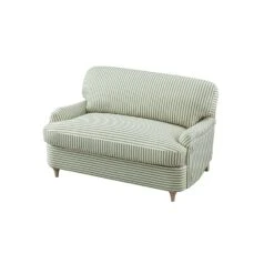 Daphnis Green Striped Linen Blend Fabric Sofa Bed, Loveseat -Daals Store GCSF 2603 GREEN STRIPE LOVESEAT WB3