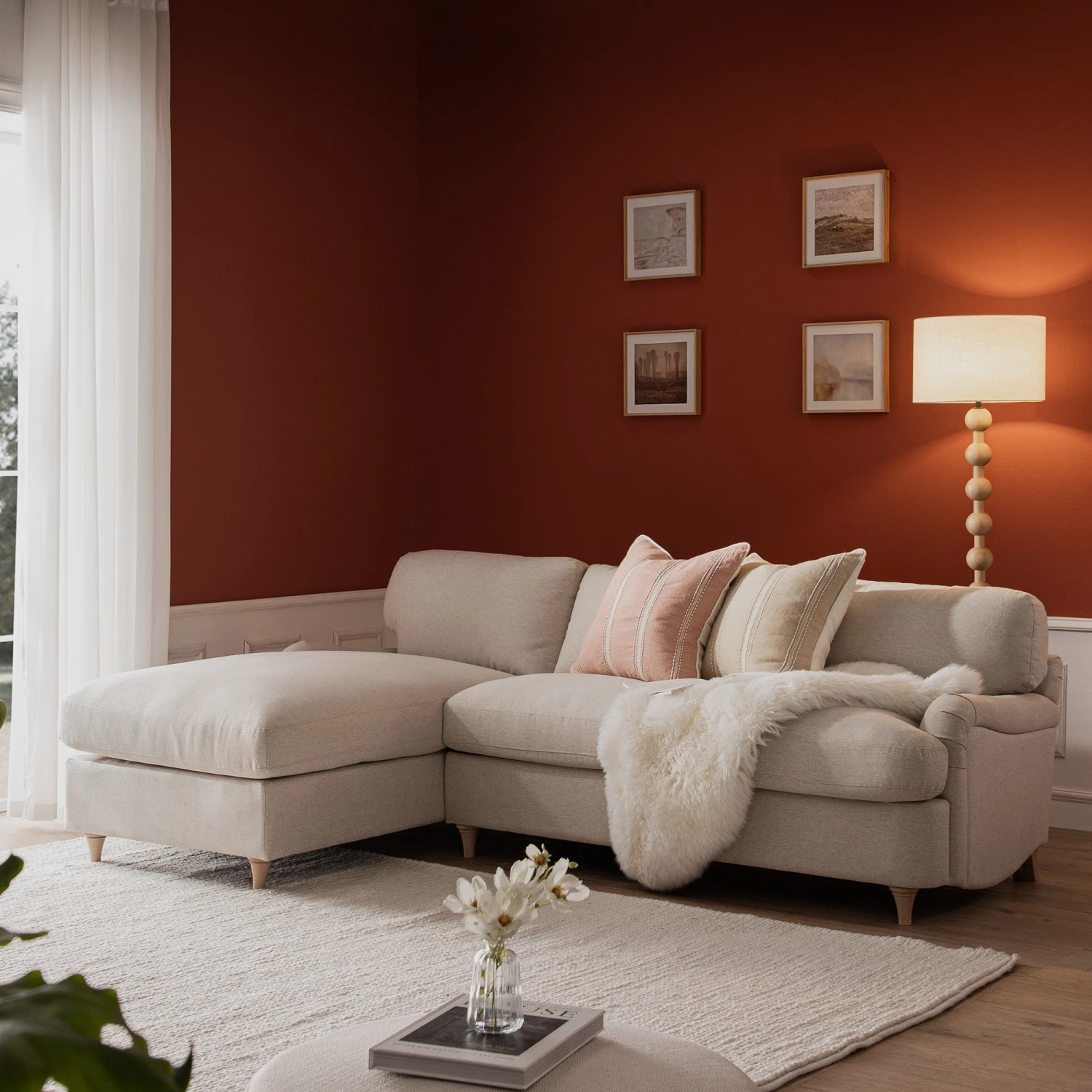 Daphnis Oatmeal Fabric Sofa Bed, Grande Chaise Left Hand Facing 2 Daphnis Oatmeal Fabric Sofa Bed, Grande Chaise Left Hand Facing - Image 2