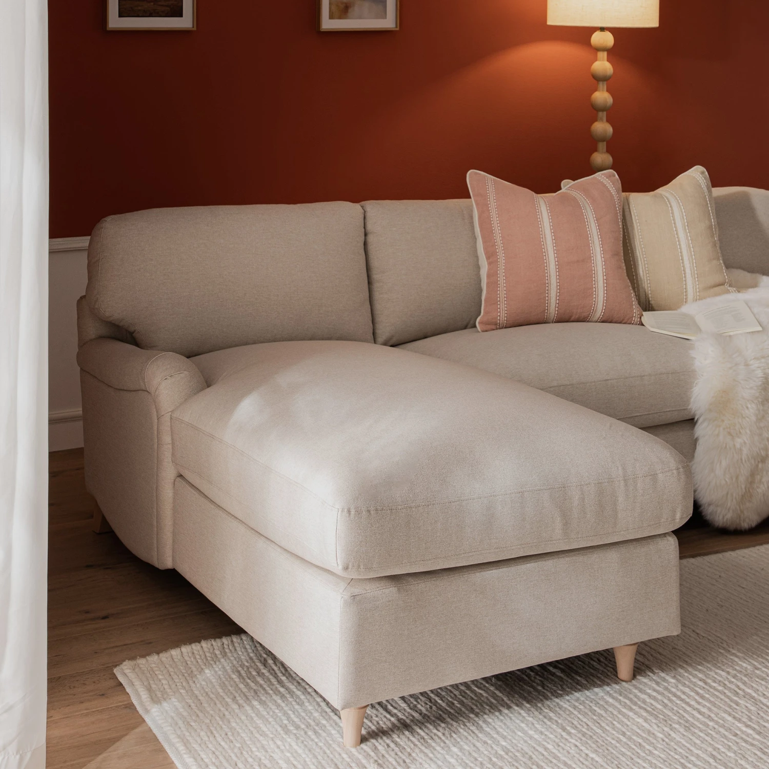 Daphnis Oatmeal Fabric Sofa Bed, Grande Chaise Left Hand Facing 5 Daphnis Oatmeal Fabric Sofa Bed, Grande Chaise Left Hand Facing - Image 5