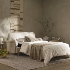 Daphnis Oatmeal Fabric Sofa Bed, Loveseat