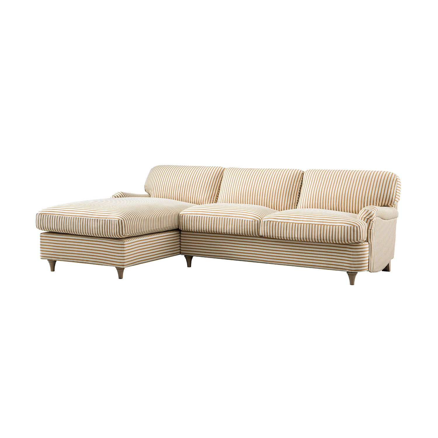 Daphnis Ochre Striped Linen Blend Sofa Bed, Grande Chaise Left Hand Facing 4 Daphnis Ochre Striped Linen Blend Sofa Bed, Grande Chaise Left Hand Facing - Image 4