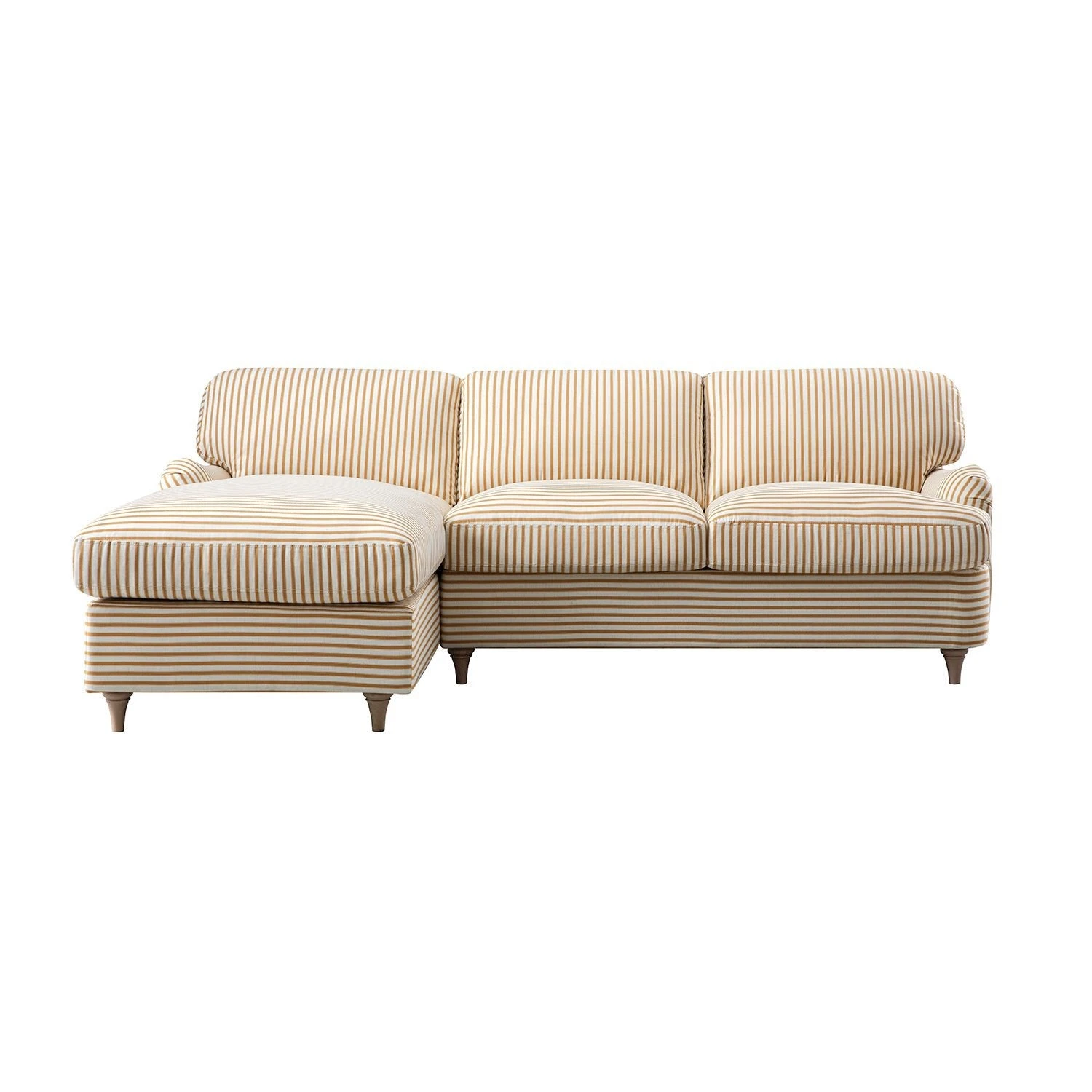 Daphnis Ochre Striped Linen Blend Sofa Bed, Grande Chaise Left Hand Facing 2 Daphnis Ochre Striped Linen Blend Sofa Bed, Grande Chaise Left Hand Facing - Image 2