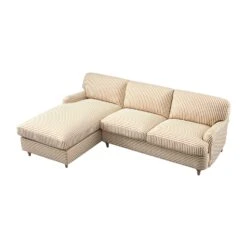 Daphnis Ochre Striped Linen Blend Sofa Bed, Grande Chaise Left Hand Facing 14 Daphnis Ochre Striped Linen Blend Sofa Bed, Grande Chaise Left Hand Facing -Daals Store GCSF 2603 OCHRE STRIPE LEFT WB4