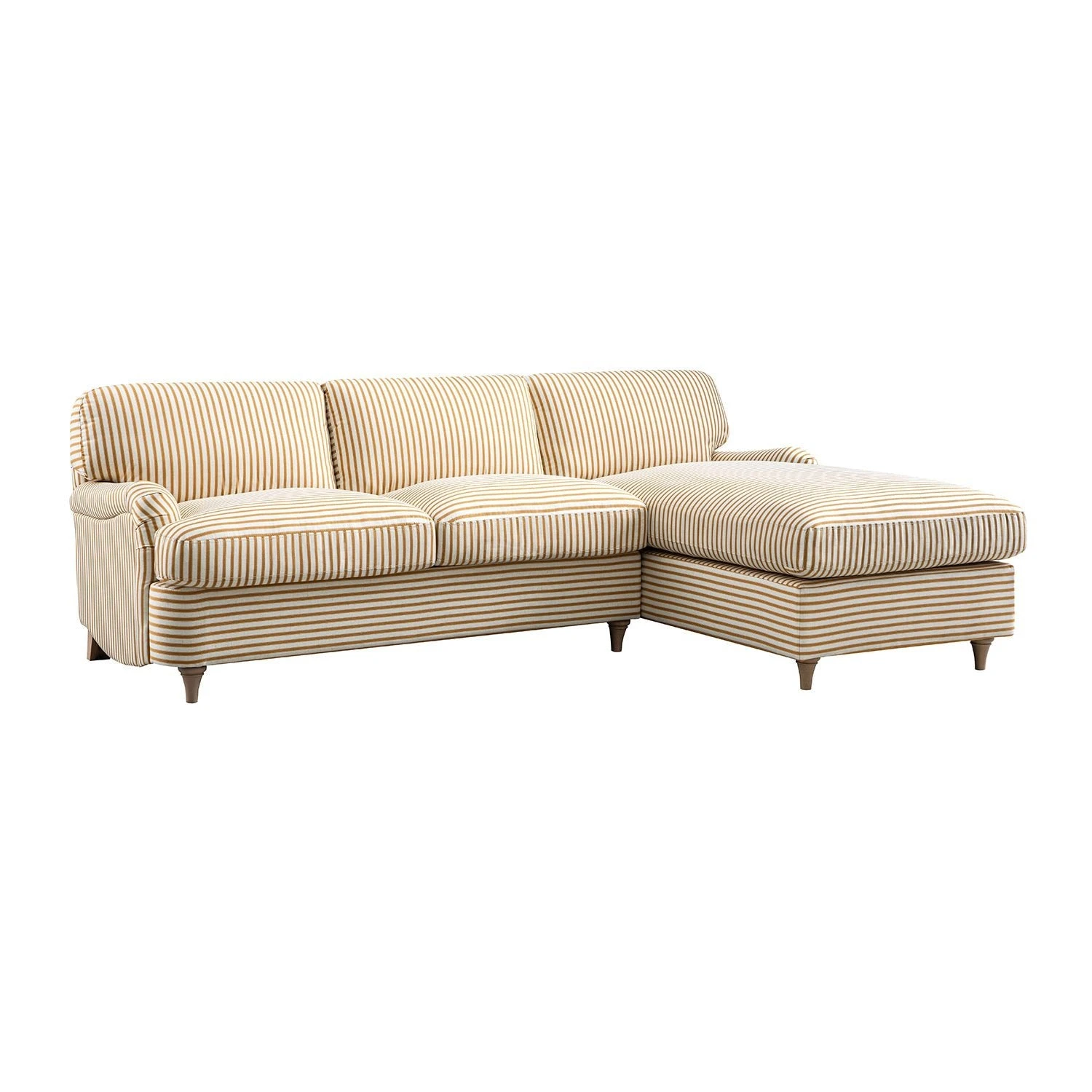 Daphnis Ochre Striped Linen Blend Sofa Bed, Grande Chaise Right Hand Facing 2 Daphnis Ochre Striped Linen Blend Sofa Bed, Grande Chaise Right Hand Facing - Image 2