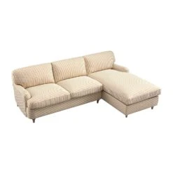 Daphnis Ochre Striped Linen Blend Sofa Bed, Grande Chaise Right Hand Facing 14 Daphnis Ochre Striped Linen Blend Sofa Bed, Grande Chaise Right Hand Facing -Daals Store GCSF 2603 OCHRE STRIPE RIGHT WB4