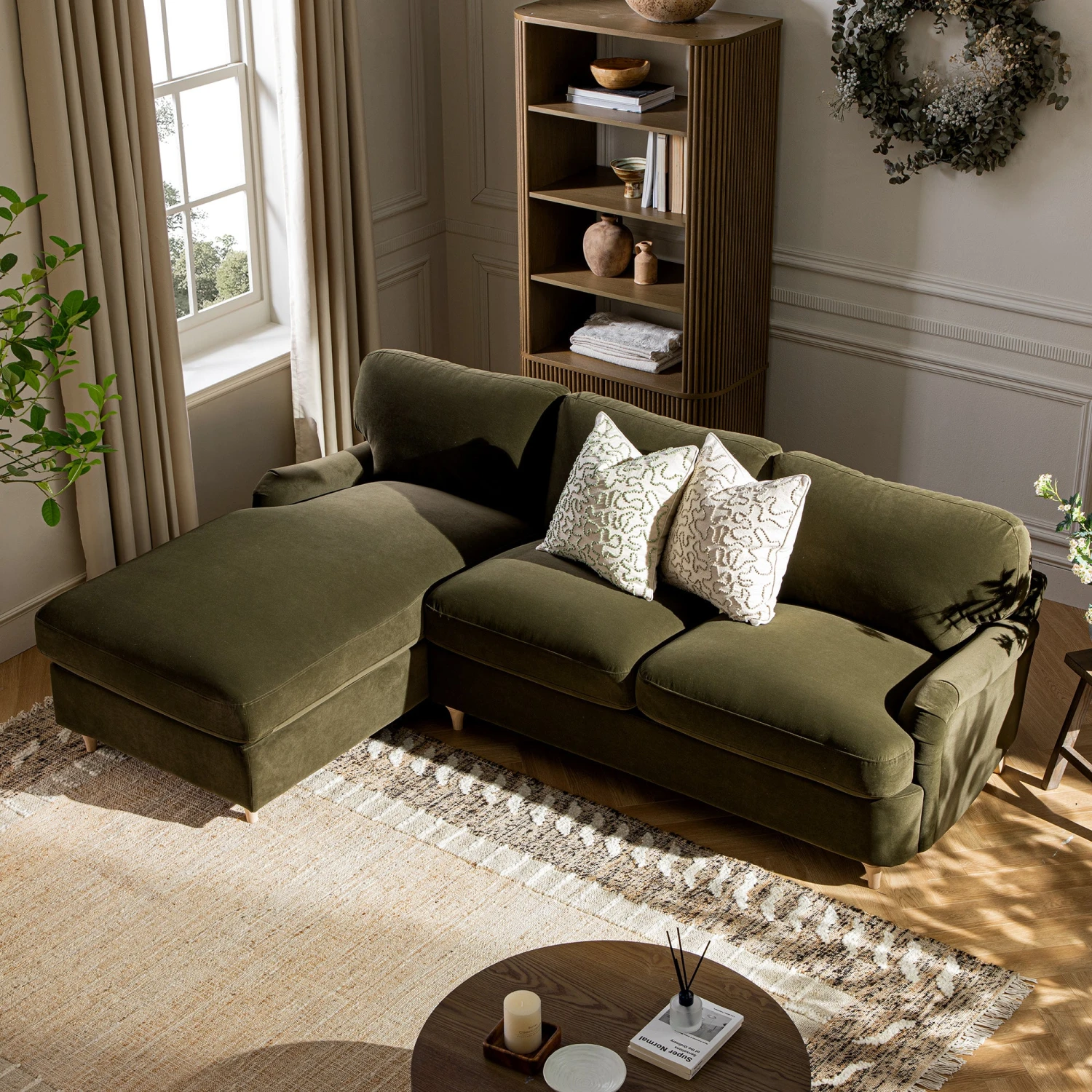 Daphnis Seaweed Velvet Sofa Bed, Grande Chaise Left Hand Facing 4 Daphnis Seaweed Velvet Sofa Bed, Grande Chaise Left Hand Facing - Image 4