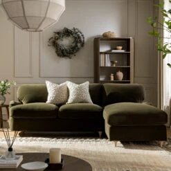 Daphnis Seaweed Velvet Sofa Bed, Grande Chaise Right Hand Facing -Daals Store GCSF 2603 SWEED VEL RIGHT scene3