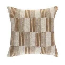 Boho Collection Alder Neutral & Tan Geometric Chainstitch Cotton Cushion