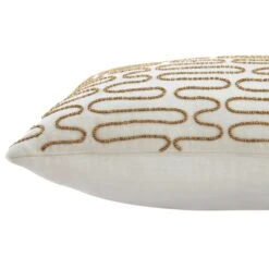 Allegra Pearl White Hand-Beaded Gold Velvet Cushion - Luxe Collection 30x50cm -Daals Store HW CUSH ALLEGRA30 detail1