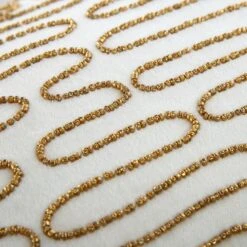 Allegra Pearl White Hand-Beaded Gold Velvet Cushion - Luxe Collection 30x50cm -Daals Store HW CUSH ALLEGRA30 detail3