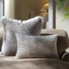 Allegra Pearl White Hand-Beaded Gold Velvet Cushion - Luxe Collection 30x50cm