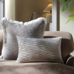 Allegra Pearl White Hand-Beaded Gold Velvet Cushion - Luxe Collection 30x50cm