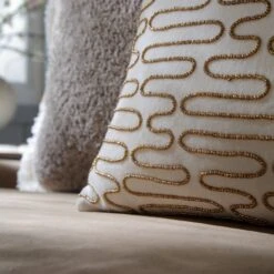 Allegra Pearl White Hand-Beaded Gold Velvet Cushion - Luxe Collection 30x50cm -Daals Store HW CUSH ALLEGRA30 scene2