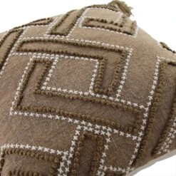 Boho Collection Andes Cross Stitch Cushion – Neutral Beige & Biscuit Vintage Tassel Pillow -Daals Store HW CUSH ANDES45 detail3
