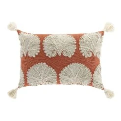 Aubrey Collection Terracotta Orange Suzani Motif Appliqué Cushion - Handmade Cotton Slub Lumbar Pillow 12 Aubrey Collection Terracotta Orange Suzani Motif Appliqué Cushion - Handmade Cotton Slub Lumbar Pillow -Daals Store HW CUSH AUBREYAPPLIQUE35 WB1