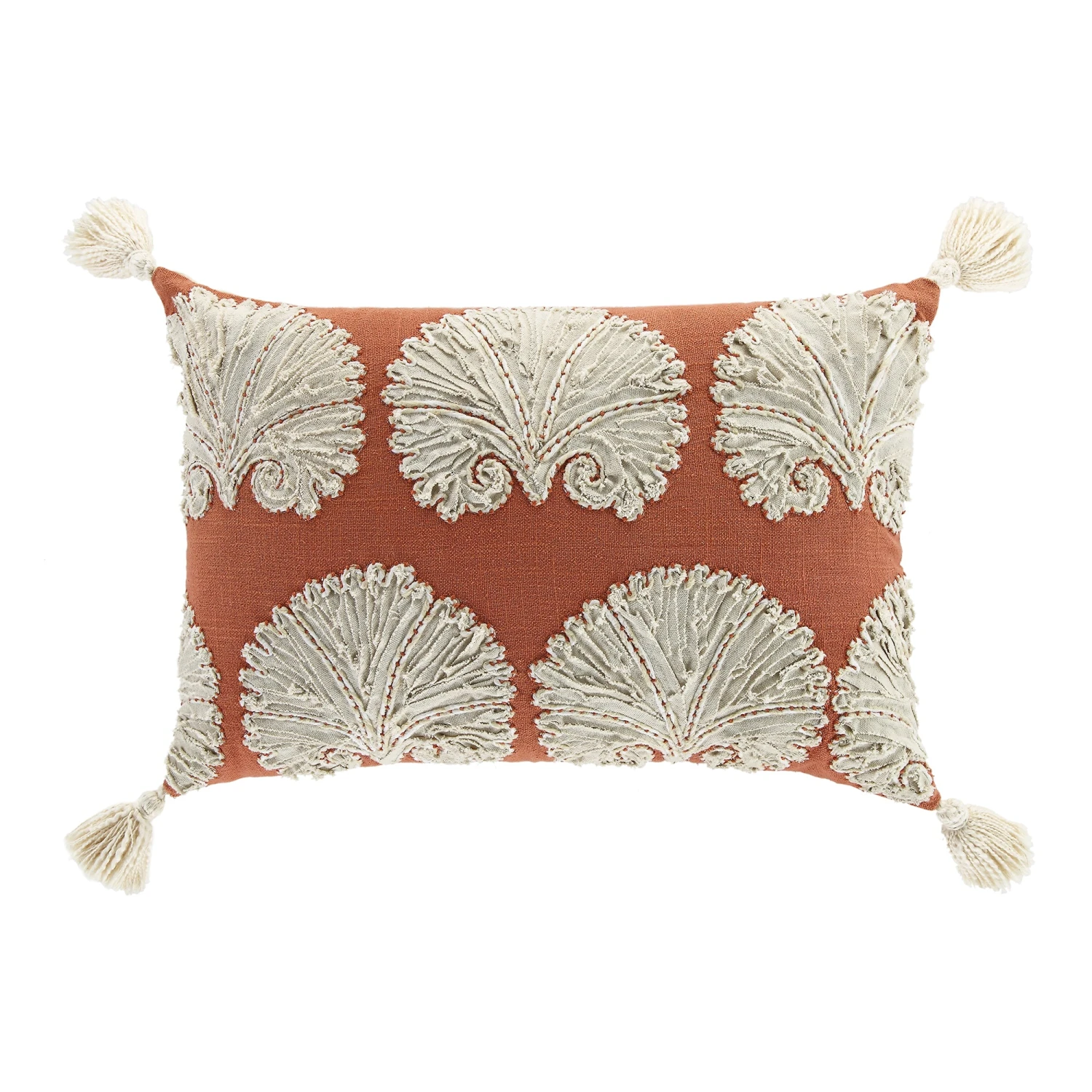 Aubrey Collection Terracotta Orange Suzani Motif Appliqué Cushion - Handmade Cotton Slub Lumbar Pillow 4 Aubrey Collection Terracotta Orange Suzani Motif Appliqué Cushion - Handmade Cotton Slub Lumbar Pillow - Image 4