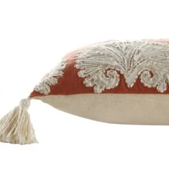 Aubrey Collection Terracotta Orange Suzani Motif Appliqué Cushion - Handmade Cotton Slub Lumbar Pillow 13 Aubrey Collection Terracotta Orange Suzani Motif Appliqué Cushion - Handmade Cotton Slub Lumbar Pillow -Daals Store HW CUSH AUBREYAPPLIQUE35 detail1