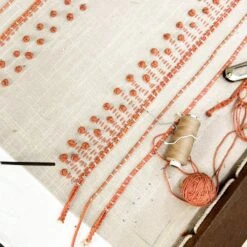 Aubrey Collection Terracotta French Knot Cotton Slub Decorative Cushion (35x50cm) -Daals Store HW CUSH AUBREYKNOT35 detail5