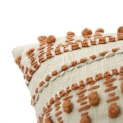 Aubrey Collection Terracotta French Knot Cotton Slub Decorative Cushion (35x50cm) -Daals Store HW CUSH AUBREYKNOT35 detail3