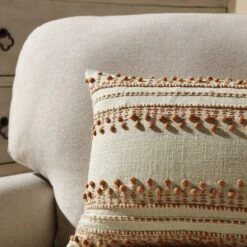 Aubrey Collection Terracotta French Knot Cotton Slub Decorative Cushion (35x50cm) -Daals Store HW CUSH AUBREYKNOT35 scene2