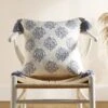Indigo Collection White and Soft Blue French Knot - Artisan Handmade Square Cotton Cushion -Daals Store HW CUSH AVA WH45 main