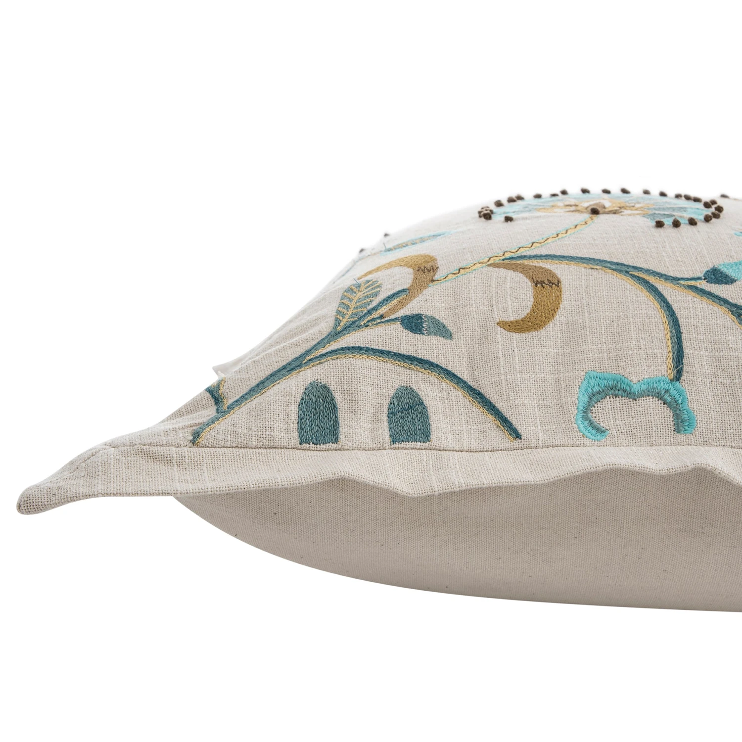 Flora & Fauna Hand Embroidered Azure Fantasy Cushion 8 Flora & Fauna Hand Embroidered Azure Fantasy Cushion - Image 8