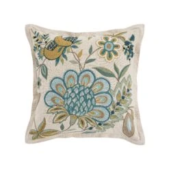 Flora & Fauna Hand Embroidered Azure Wonder Cushion β Cream & Blue Jacobean Floral Throw Pillow 17 Flora & Fauna Hand Embroidered Azure Wonder Cushion β Cream & Blue Jacobean Floral Throw Pillow -Daals Store HW CUSH AZUREWONDER WB1