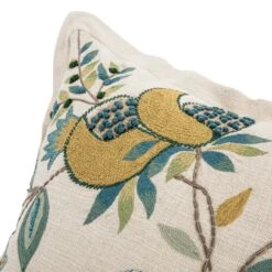 Flora & Fauna Hand Embroidered Azure Wonder Cushion β Cream & Blue Jacobean Floral Throw Pillow 19 Flora & Fauna Hand Embroidered Azure Wonder Cushion β Cream & Blue Jacobean Floral Throw Pillow -Daals Store HW CUSH AZUREWONDER detail2