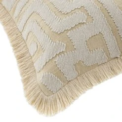 Baja Abstract Cream Fringe Cushion 8 Baja Abstract Cream Fringe Cushion -Daals Store HW CUSH BAJA CREAM CREAMFRINGE detail2