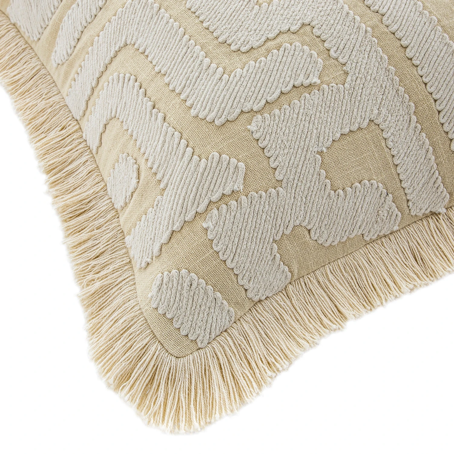 Baja Abstract Cream Fringe Cushion 3 Baja Abstract Cream Fringe Cushion - Image 3