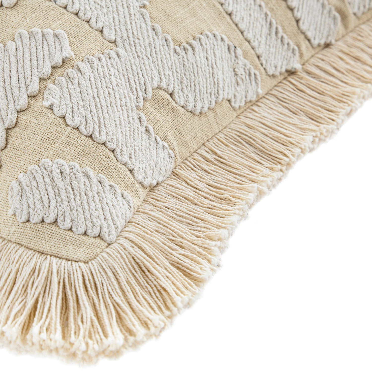 Baja Abstract Cream Fringe Cushion 4 Baja Abstract Cream Fringe Cushion - Image 4