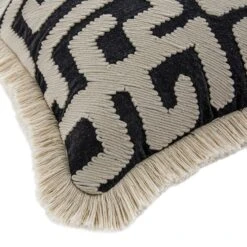 Baja Abstract Monochrome Cream Fringe Cushion -Daals Store HW CUSH BAJA MONO CREAMFRINGE detail1