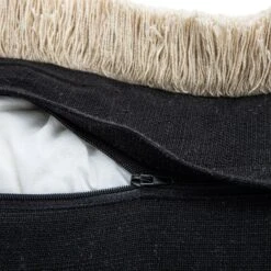 Baja Abstract Monochrome Cream Fringe Cushion -Daals Store HW CUSH BAJA MONO CREAMFRINGE detail4