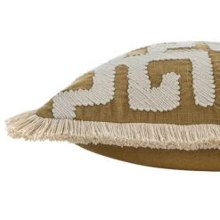 Baja Abstract Tan Fringe Cushion -Daals Store HW CUSH BAJA TAN CREAMFRINGE detail4