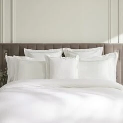 Belvedere White and Champagne Gold Triple Line Cord Embroidered Cotton Cushion - 50x50cm -Daals Store HW CUSH BELVEDERE GOLD scene2