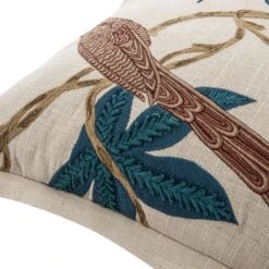 Flora & Fauna Hand Embroidered Birds Of A Feather Cushion -Daals Store HW CUSH BIRDSFEATHER detail2