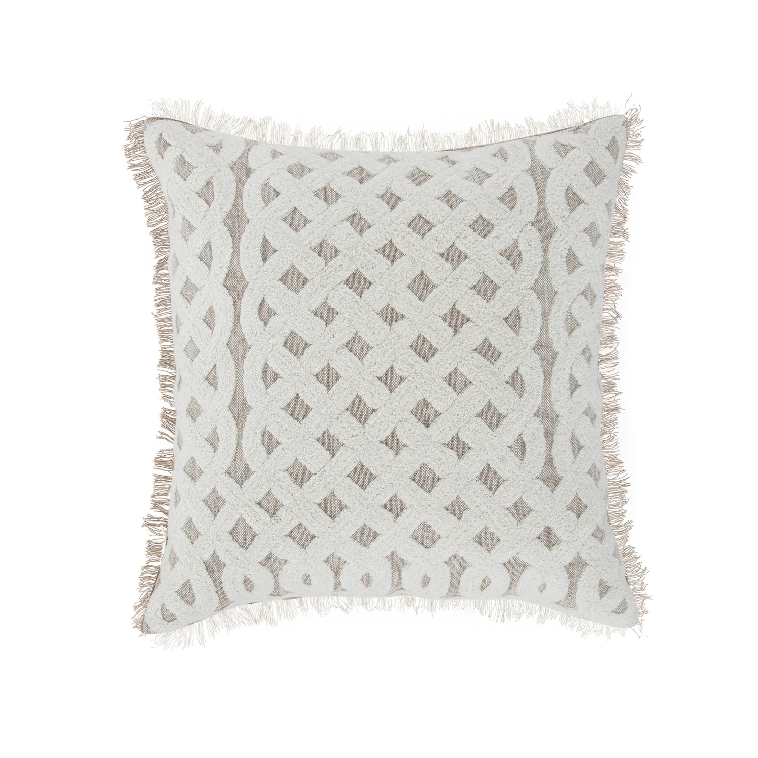 Bloomsbury Lattice Grey & Off-White Crewelwork Wool Embroidered Cushion β Luxury Fringed 50x50 Throw Pillow 1 Bloomsbury Lattice Grey & Off-White Crewelwork Wool Embroidered Cushion β Luxury Fringed 50x50 Throw Pillow