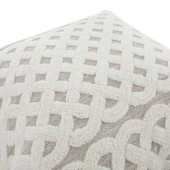 Bloomsbury Lattice Grey & Off-White Crewelwork Wool Embroidered Cushion β Luxury Fringed 50x50 Throw Pillow 7 Bloomsbury Lattice Grey & Off-White Crewelwork Wool Embroidered Cushion β Luxury Fringed 50x50 Throw Pillow -Daals Store HW CUSH BLOOMSBURY LATTICE detail2