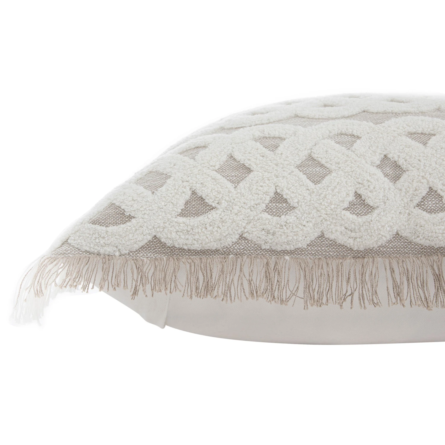 Bloomsbury Lattice Grey & Off-White Crewelwork Wool Embroidered Cushion β Luxury Fringed 50x50 Throw Pillow 4 Bloomsbury Lattice Grey & Off-White Crewelwork Wool Embroidered Cushion β Luxury Fringed 50x50 Throw Pillow - Image 4