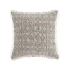 Bloomsbury Regale Grey & Off-White Chenille Embroidered Round Lattice Fringed Cotton Cushion