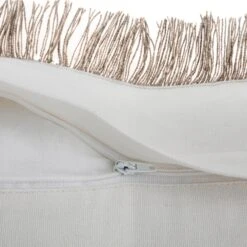 Bloomsbury Regale Grey & Off-White Chenille Embroidered Round Lattice Fringed Cotton Cushion -Daals Store HW CUSH BLOOMSBURY REGALE detail5