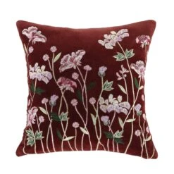 Botanica Collection Mulberry Velvet Hand Embroidered Floral Cushion - Pink Roses & Lilac Iris 9 Botanica Collection Mulberry Velvet Hand Embroidered Floral Cushion - Pink Roses & Lilac Iris -Daals Store HW CUSH BOTANICABERRY45 WB1
