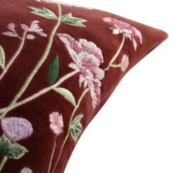 Botanica Collection Mulberry Velvet Hand Embroidered Floral Cushion - Pink Roses & Lilac Iris 11 Botanica Collection Mulberry Velvet Hand Embroidered Floral Cushion - Pink Roses & Lilac Iris -Daals Store HW CUSH BOTANICABERRY45 detail2