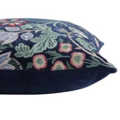 Botanica Collection Midnight Blue Velvet Hand Embroidered Cushion 8 Botanica Collection Midnight Blue Velvet Hand Embroidered Cushion -Daals Store HW CUSH BOTANICABLUE45 detail1