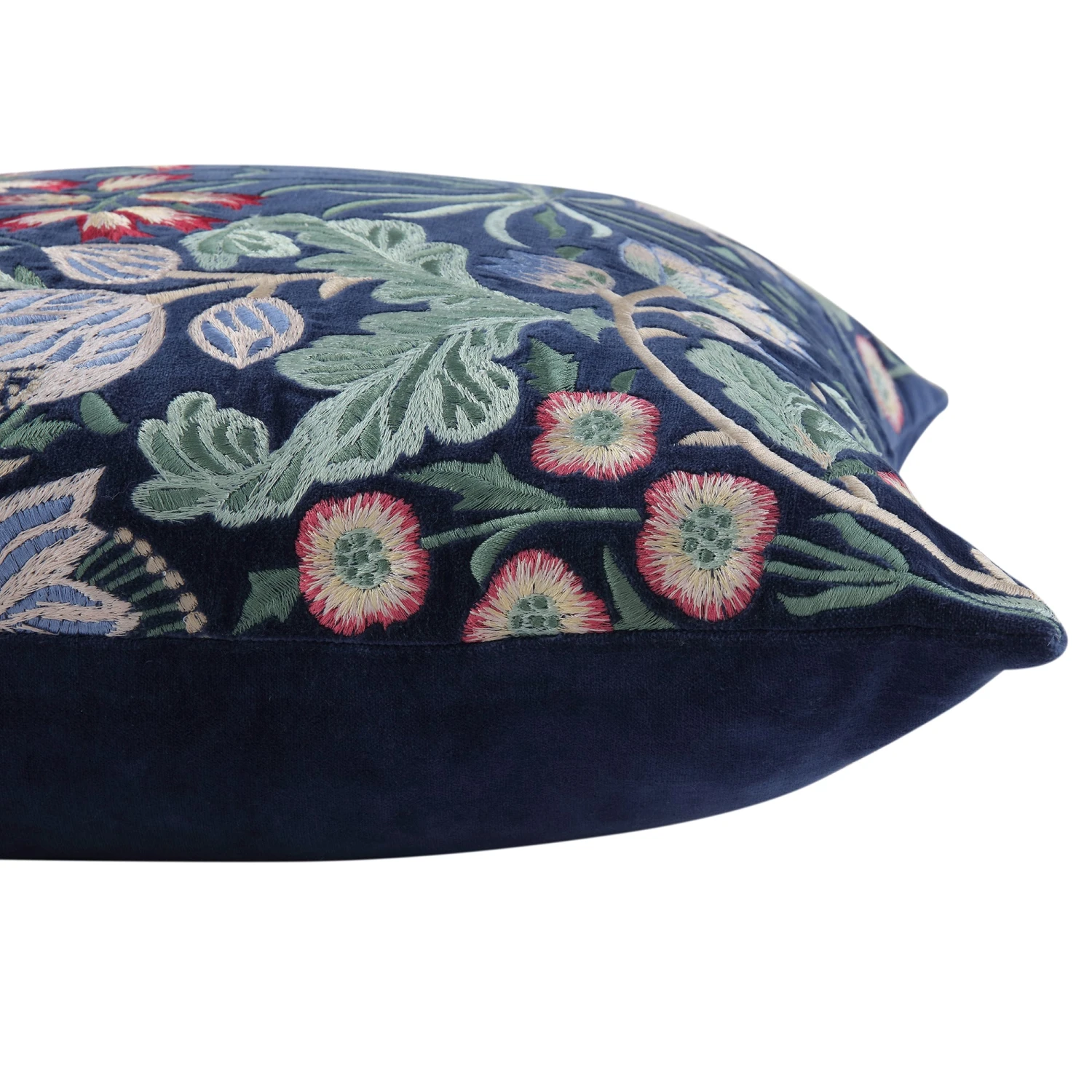 Botanica Collection Midnight Blue Velvet Hand Embroidered Cushion 3 Botanica Collection Midnight Blue Velvet Hand Embroidered Cushion - Image 3