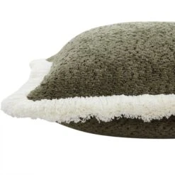 Kyra Forest Green Bouclé Fringed Cushion -Daals Store HW CUSH BOUCLEFOREST50 detail1