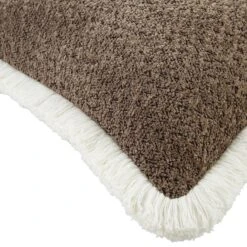 Kyra Mink Bouclé Fringed Cushion – Textured Luxury Soft Fabric Throw Pillow -Daals Store HW CUSH BOUCLEMINK50 detail2